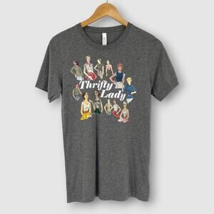 Thrifty Lady Retro Graphic Tee Gray T-Shirt Women’s Small